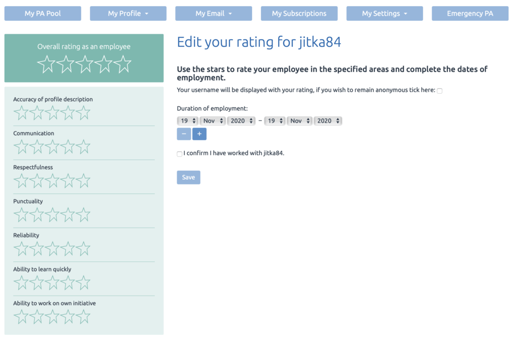 PA Pool website features Giving a Rating Example